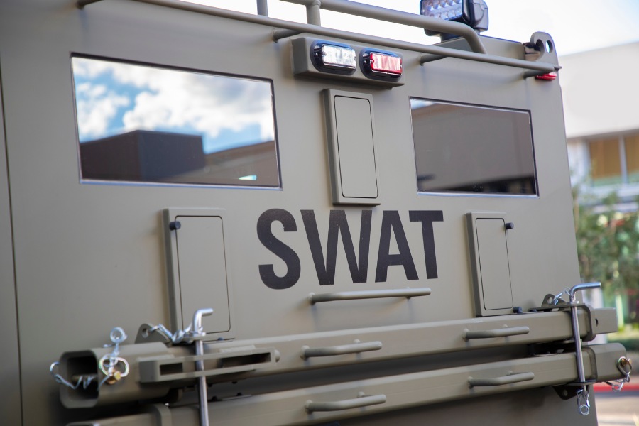 SWAT vehicle with Eduardo Acosta